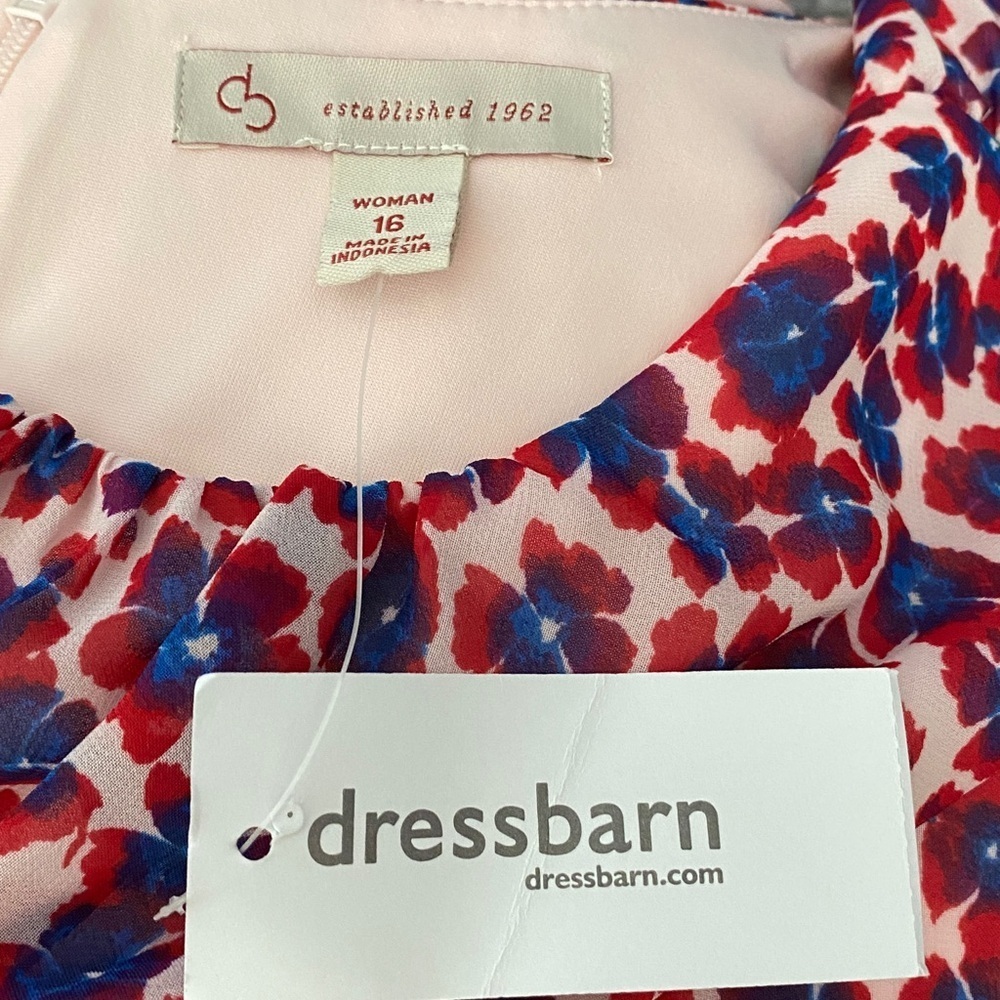 Dressbarn Established 1962  Floral Maxi Dress SZ 16W Red and Blue Flowy Design - Picture 10 of 10